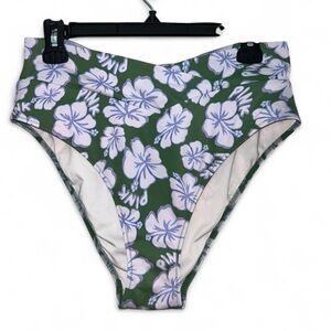 PINK Victoria's Secret White Swim Top with Green Trim